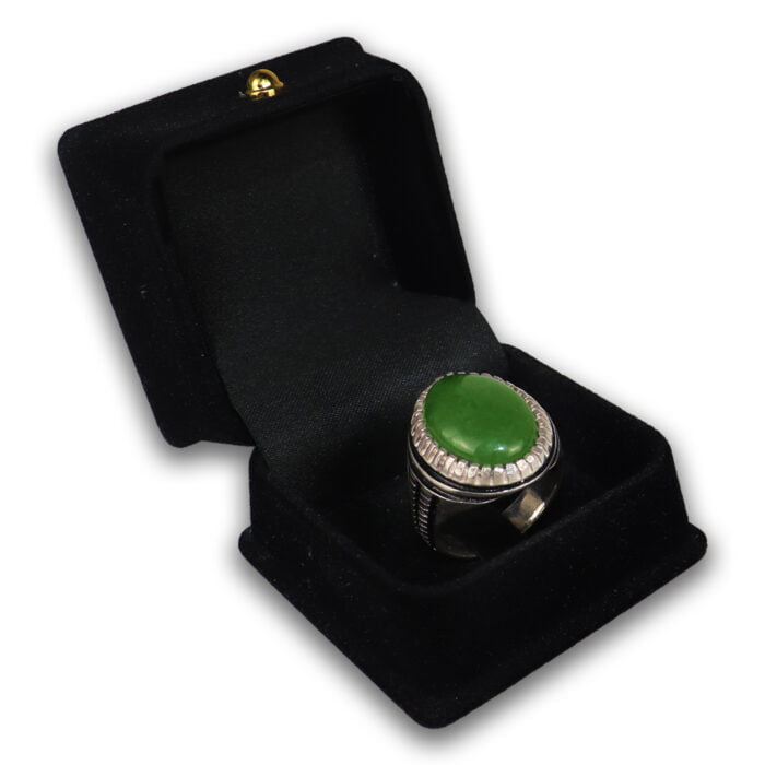 خاتم فضة وعقيق لون اخضر رجالي – B2 مقتنياتي 5