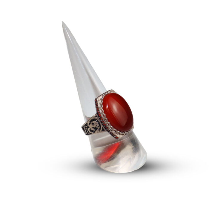 خاتم فضة وعقيق لون أحمر رجالي – C8 مقتنياتي 3