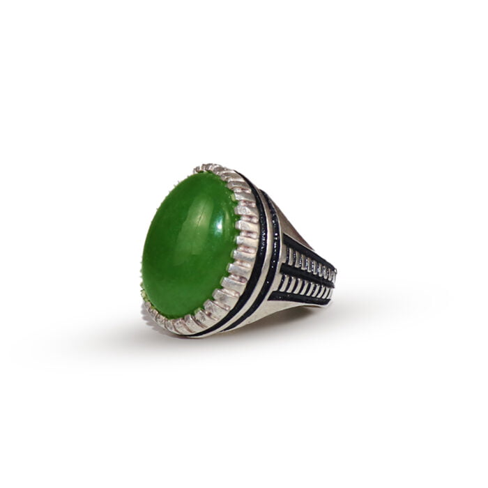 خاتم فضة وعقيق لون اخضر رجالي – B2 مقتنياتي 6