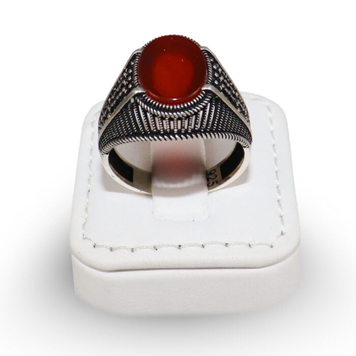خاتم فضة وعقيق لون احمر رجالي – C6 مقتنياتي 2