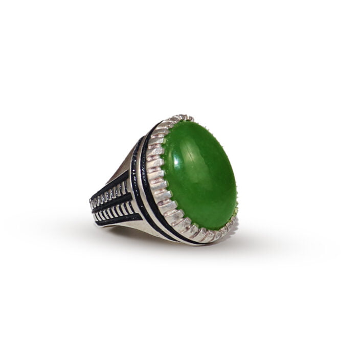 خاتم فضة وعقيق لون اخضر رجالي – B2 مقتنياتي 3