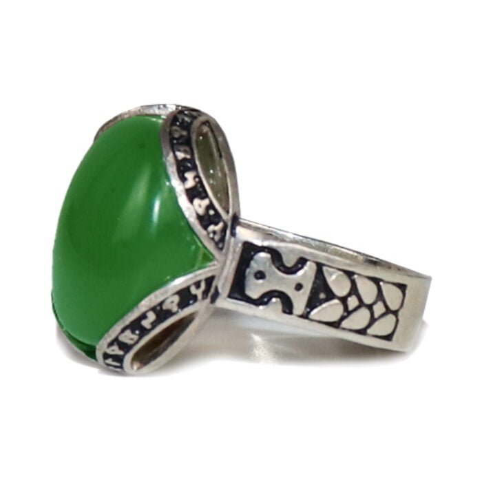 خاتم فضة وعقيق لون اخضر رجالي – J2 مقتنياتي 3