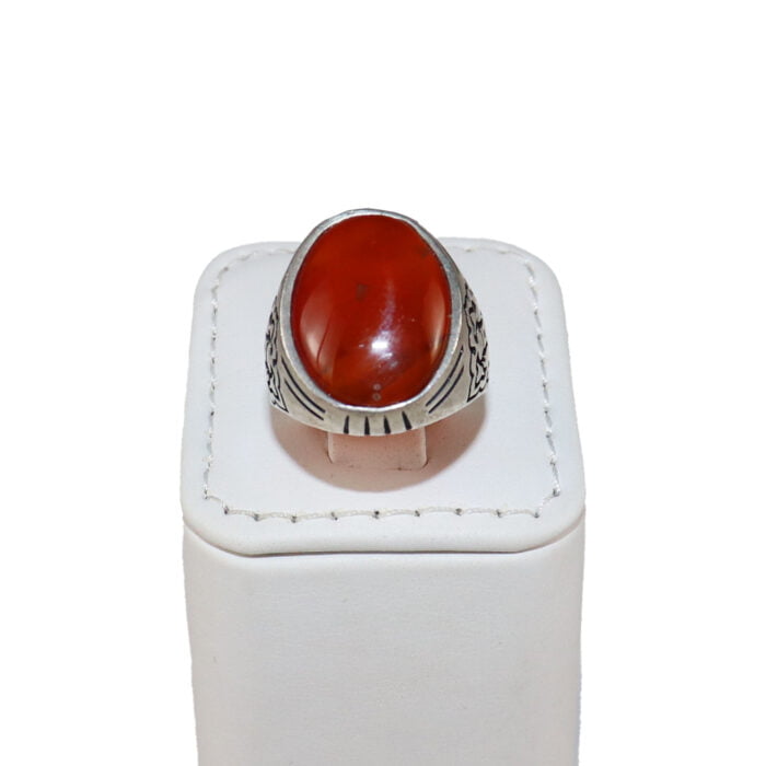 خاتم فضة وعقيق لون احمر رجالي – D10 مقتنياتي 2