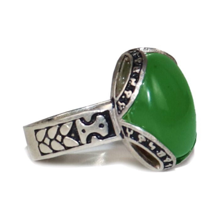 خاتم فضة وعقيق لون اخضر رجالي – J2 مقتنياتي 5