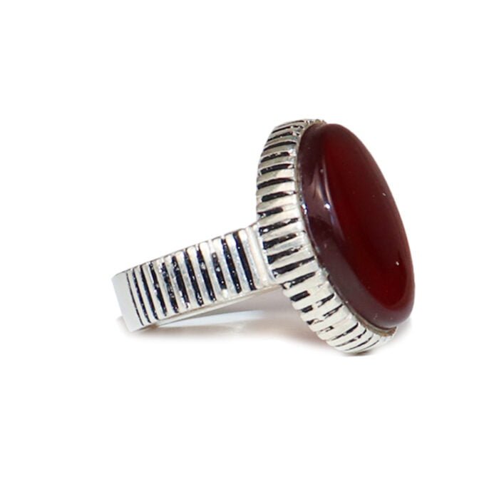 خاتم فضة وعقيق لون احمر رجالي – J8 مقتنياتي 5