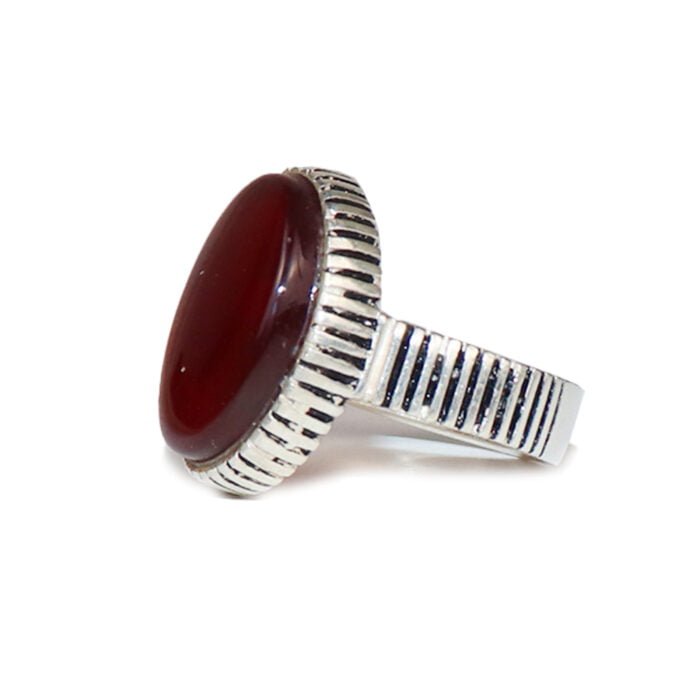 خاتم فضة وعقيق لون احمر رجالي – J8 مقتنياتي 4