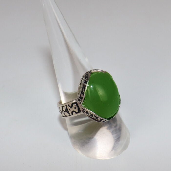 خاتم فضة وعقيق لون اخضر رجالي – J2 مقتنياتي 4